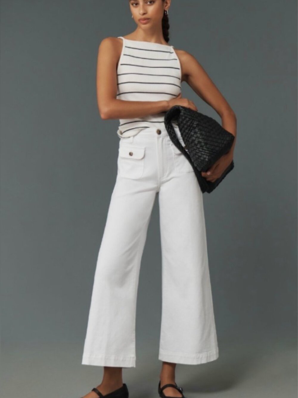 PAIGE Harper Ankle Pants With Patch Pockets White Size 28 - Picture 1 of 9